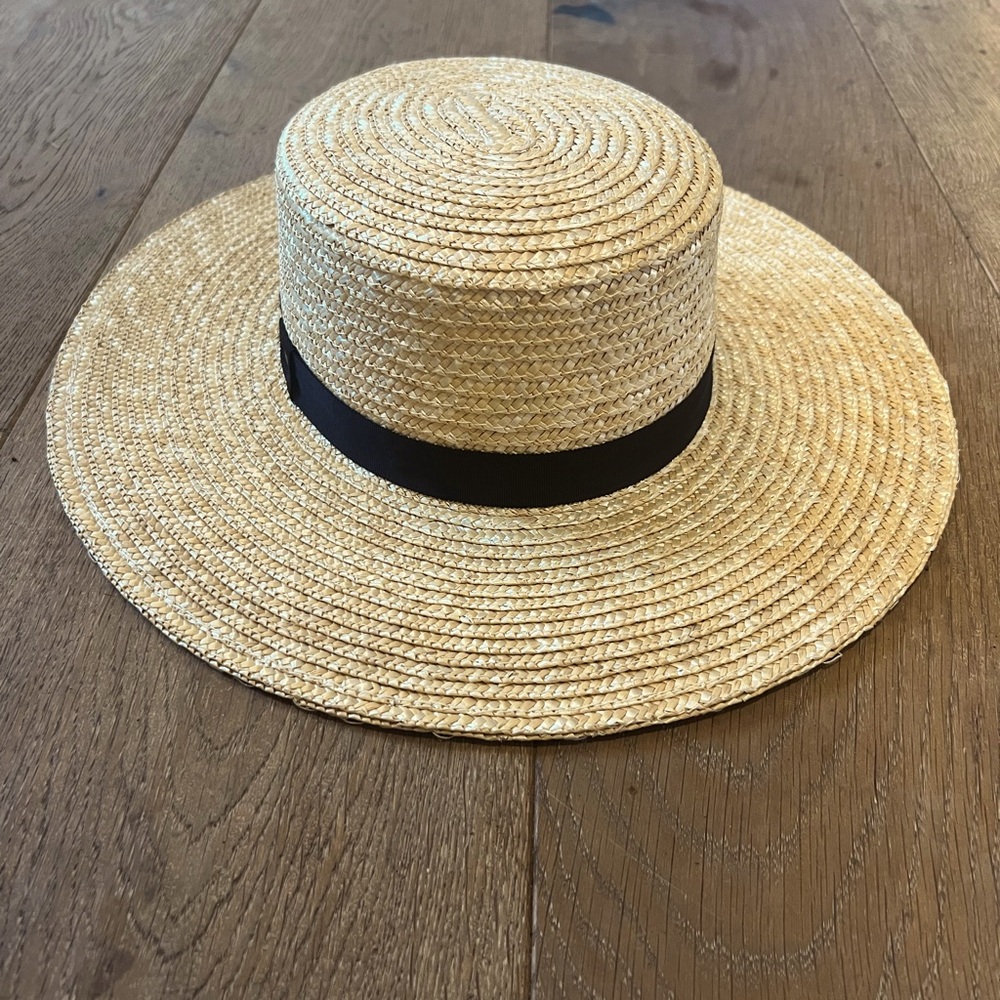 BNWT Selene Natural & Black Boater Hat, Ace of Something
